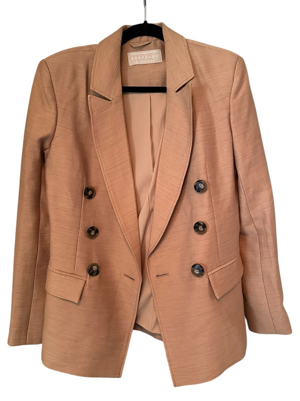 KEEPSAKE the Label Blush Tan Double-Breasted Women's Blazer Jacket Size XS